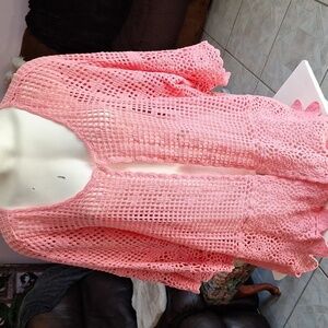 Womens Roamans solid pink short sleeve plus size cardigan size 22/24